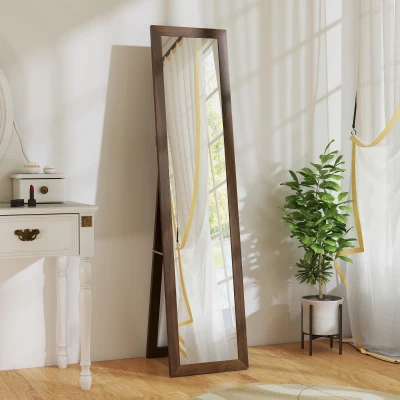 HOMCOM Miroir Pleine Longueur 157x37cm Bois Noyer