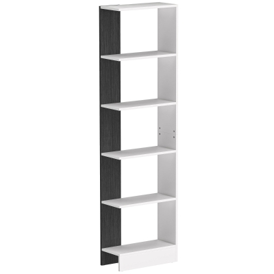 HOMCOM modernes platzsparendes Bücherregal mit 5 Ablagen aus Holz 45x21x170 cm, Weiß und Schwarz