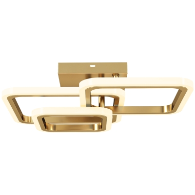 HOMCOM Plafonnier LED 40W 3 Anneaux Carrés Doré