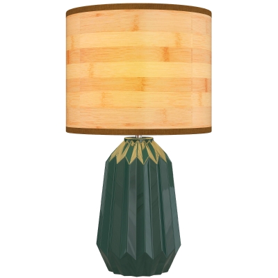 HOMCOM Lampe Rétro Céramique Vert Abat-jour Lin 40W