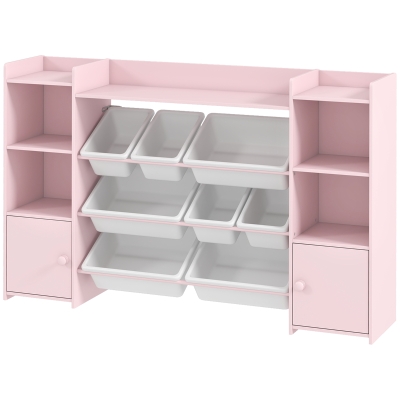 AIYAPLAY Étagère Enfants Rose 8 Bacs Amovibles Rangement Jouets