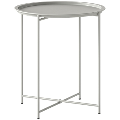 Outsunny Steel Tray Top Garden Table - White