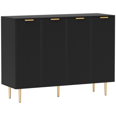 HOMCOM Modern Sideboard Cabinet 4 Doors Adjustable Shelves Black