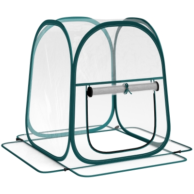 Outsunny Mini Invernadero Plegable Pop-up Invernadero de Exterior con Puerta Enrollable y Cubierta Transparente