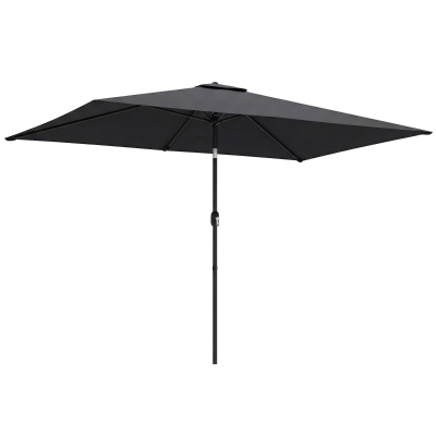 Outsunny Garden Parasol Tilt Crank Polyester Canopy Black