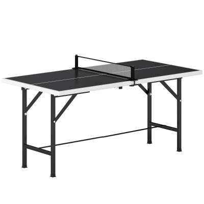 SPORTNOW Mini Klapp-Tischtennistisch mit Netz, 2 Schlägern und 3 Bällen für Innen und Außen 152x76x70 cm Schwarz