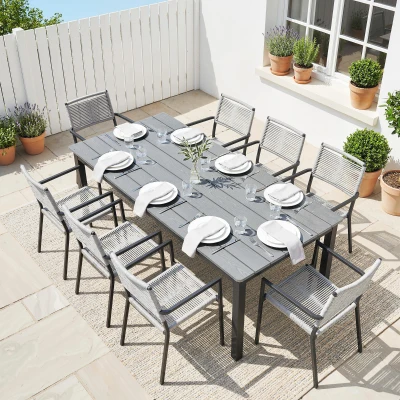 Outsunny Outdoor Dining Table Wood Top Grey 180x86cm