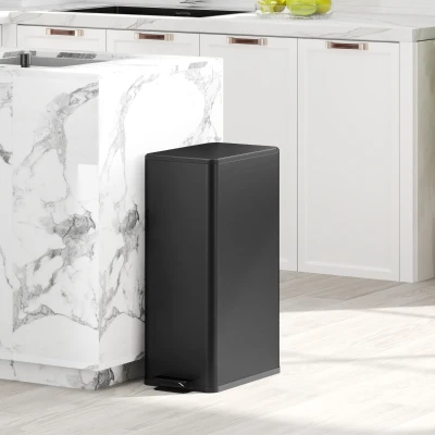 HOMCOM Poubelle 20L Soft-Close Acier Inox Noir