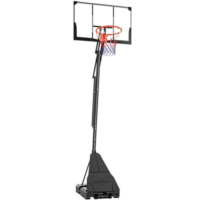 SPORTNOW Canasta de Baloncesto para Exterior Ajustable de 245-305 cm con Ruedas Base Rellenable y Sistema de Retorno Negro