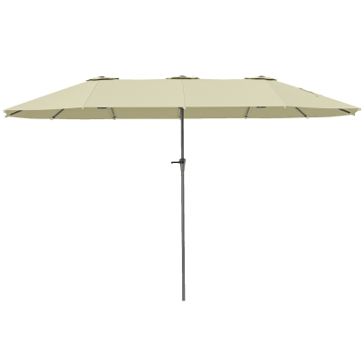 Outsunny Parasol Double 4x2,2m Crème UV30+ Imperméable