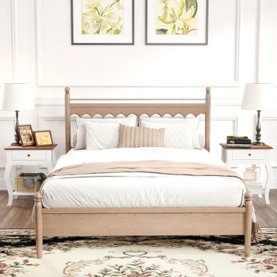 HOMCOM 2er-Pack Nachttische mit Schublade, offenem Fach und Abdeckplatte in Eichenoptik, Französischer Stil, 45x35x55 cm, Weiß und Eiche