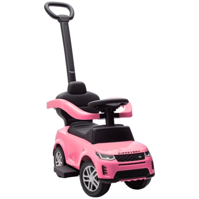 AIYAPLAY Carro Andador 2 em 1 para Crianças Land Rover Discovery com Buzina Pega de Empurrar e Barra Removíveis 84x40x94,5 cm Rosa