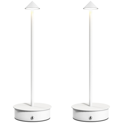 HOMCOM 2er-Set wiederaufladbare LED-Tischlampen mit USB, Touch-Steuerung und dimmbarer Beleuchtung Ø10x30 cm Weiß