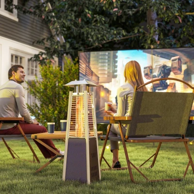 Outsunny Sobă portabilă pe gaz butan 3000W cu reglare a temperaturii, sistem anti-răsturnare și aprindere prin presiune Argintiu și Bronz