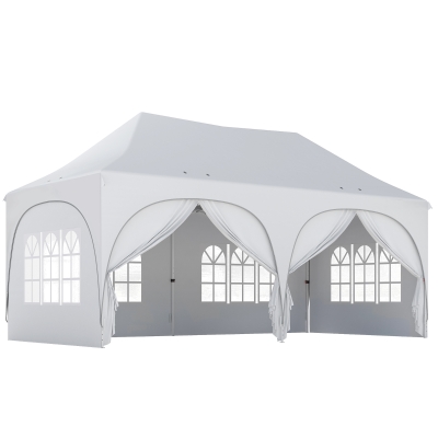 Outsunny Pop-Up Gazebo Tent 3x6m with Sides Light Grey