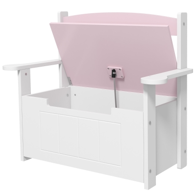 AIYAPLAY Banc Rangement Enfant Rose/Blanc avec Dossier 30kg