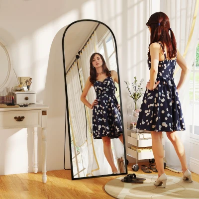 HOMCOM Aluminium Standing Mirror 165cm - Black