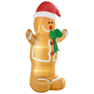 HOMCOM Bonhomme Pain d'Épices Gonflable 1,83m LED Jardin