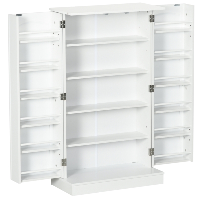 HOMCOM Armario mueble de cocina despensa 2 puertas con 5 estantes y 12 porta especias - 60x30x104 cm - Blanco