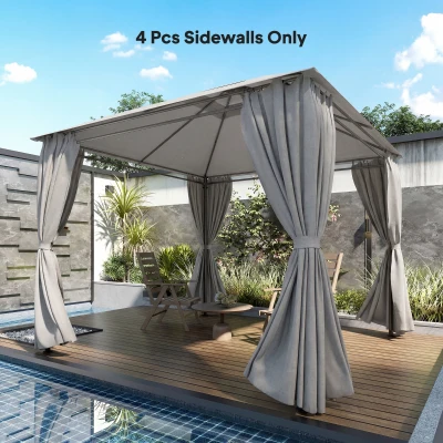Outsunny 4 Paredes Laterales para Cenador 3x3 m Laterales de Carpa con 8 Ventanas Protección UV 30+ Impermeable Gris Claro