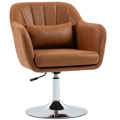 HOMCOM Swivel Microfibre Accent Chair Brown with Lumbar Support