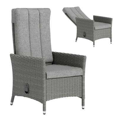 Outsunny Reclining Rattan Chair Light Grey