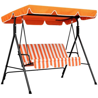 Outsunny Balansoar de Grădină Exterior Leagăn cu 3 locuri cu Copertină Reglabilă și Cadru din Oțel 172x110x153 cm Portocaliu