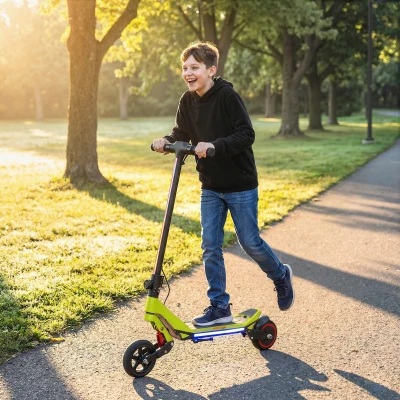 SPORTNOW Kids Electric Scooter Foldable LED RGB Green