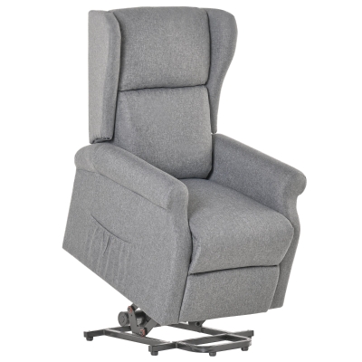 HOMCOM Fauteuil Releveur Inclinable Lin Gris