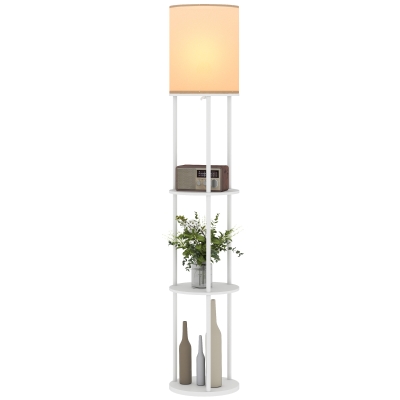 HOMCOM Lampadaire avec Étagères Télécommande Blanc Salon/Bureau