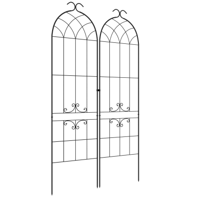 Outsunny Conjunto de 2 treliças de jardim, suporte para plantas trepadeiras em metal, 50L x 181H cm, preto