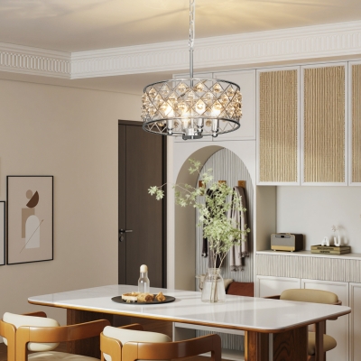 HOMCOM 51 Crystallite Four-Bulb Chandelier - Silver-Tone