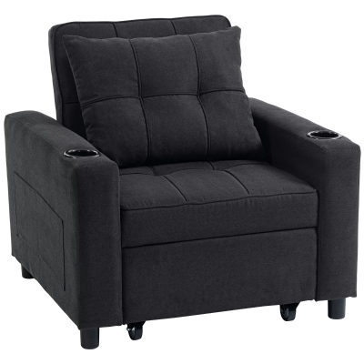 HOMCOM Convertible Sleeper Chair Single Sofa Bed - Black
