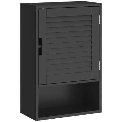 HOMCOM Wall-Mounted Bathroom Cabinet Adjustable Shelves Black