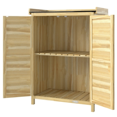 Outsunny Abri de Jardin Bois 71,5x39x95cm Toit Métal Rangement