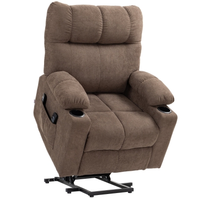 HOMCOM Fotel relaksacyjny z funkcją podnoszenia, elektryczny, 90x75x100 cm, Brązowy