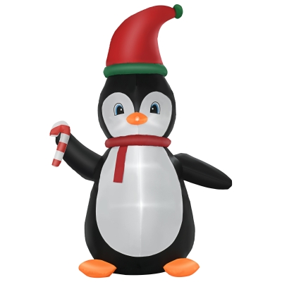HOMCOM Decor gonflabil de Crăciun, pinguin de Crăciun gonflabil de 2,5 m cu 3 LED-uri, 162 x 100 x 250 cm, multicolor