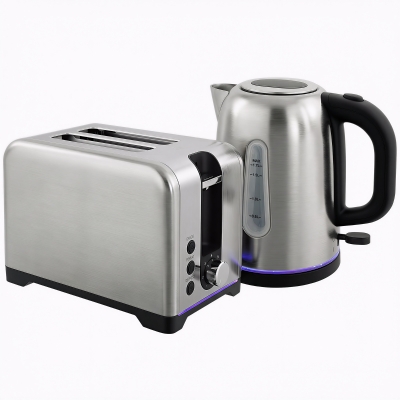 HOMCOM Toaster and Kettle Set Silver Tone