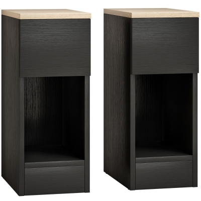 HOMCOM Modern Storage Bedside Tables Set of 2 Black