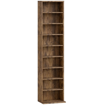 HOMCOM Narrow CD Storage Unit Rustic Brown