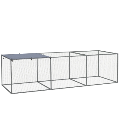 PawHut Țarc cușcă clapier exterior 3 m² pentru animale mici dim. 3 x 1 x 0,8 m oțel galvanizat