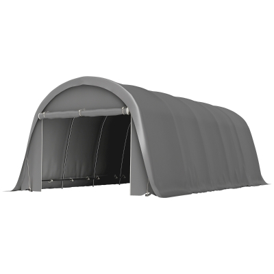 Outsunny Carport 3,6x7,2m Abri Voiture Extérieur Gris Parois Amovibles