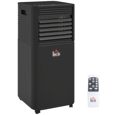 HOMCOM Ar condicionado portátil 7000 BTU com controle remoto, temporizador 24H, até 26 m², classe energética A, preto