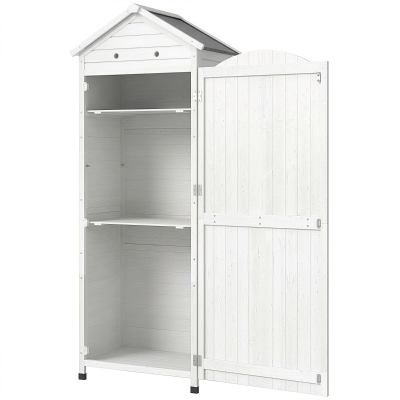 Outsunny Tuinkast Hout Extra Hoge Tuinschuur met Verstelbare Planken Magnetische Deur Gegalvaniseerd Dak Ventilatie