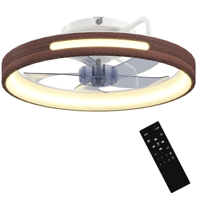 HOMCOM Ventilateur Plafond LED 40W Réversible Télécommande Teck