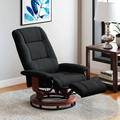 HOMCOM Reclining Armchair with Footrest Linen Black