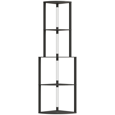 HOMCOM Lampadar pentru living, lampadar cu etajere de colț cu 4 nivele, luminozitate reglabilă, 55,5 x 39,5 x 163 cm, negru
