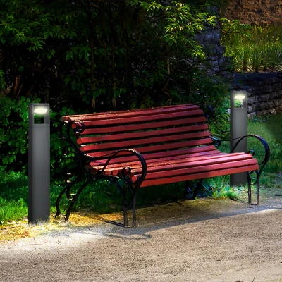 Outsunny Lampă de grădină, lampă de alee, stâlp cu LED-uri, rezistent la intemperii, 16cm x 5cm x 90cm, Gri închis