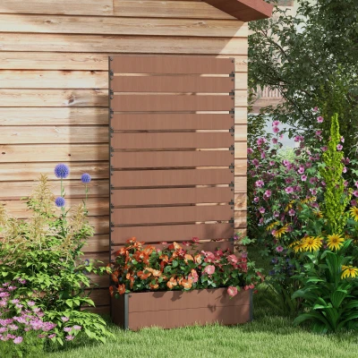 Outsunny Jardineira Elevada com Treliça para Plantas Trepadeiras Vaso de Flores de 64 L Compósito Madeira Plástico e Alumínio