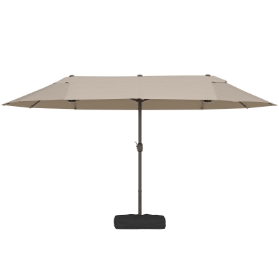 Outsunny Parasol Double 4,6x2,7m Toile 180g/m² Kaki